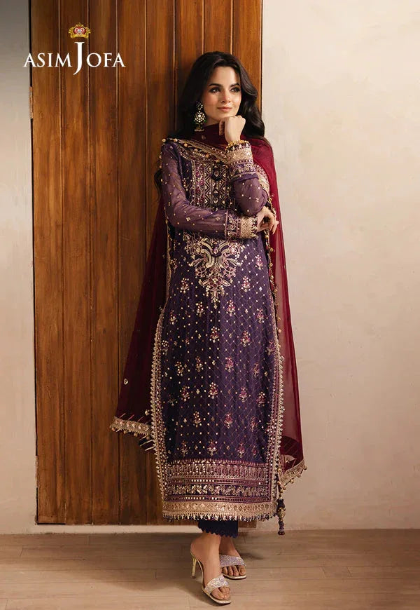 Asim Jofa | Heeriye | AJHE-01 EMBROIDERED CHIFFON 3 PCS - Rang-e-Khaas