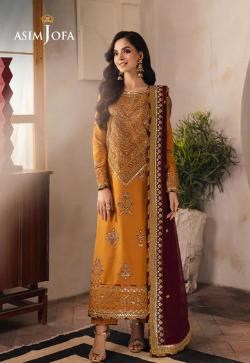 Asim Jofa | Heeriye | AJHE-07 EMBROIDERED JUMBO SILK 3 PCS - Rang-e-Khaas