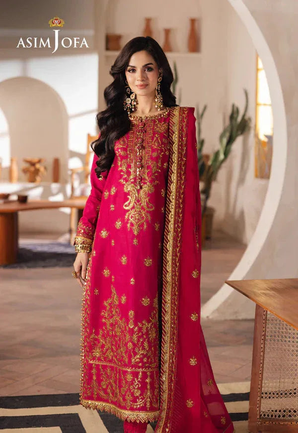 Asim Jofa | Heeriye | AJHE-07 EMBROIDERED JUMBO SILK 3 PCS - Rang-e-Khaas