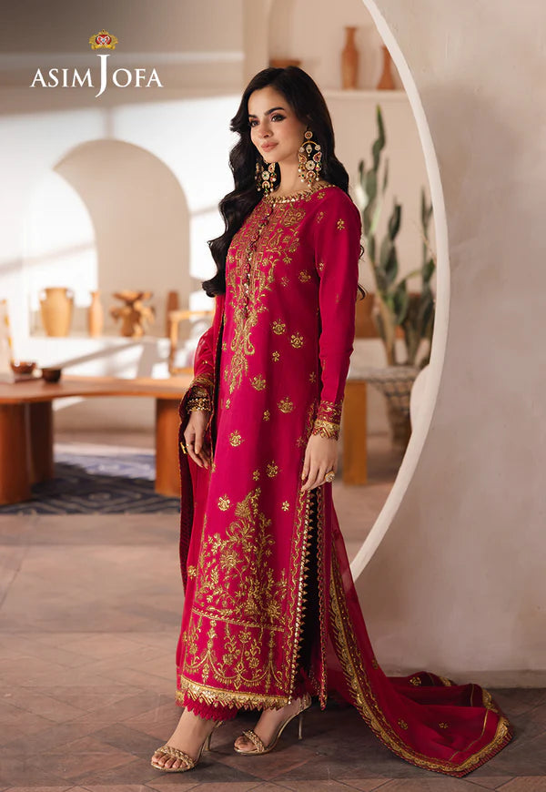 Asim Jofa | Heeriye | AJHE-08 EMBROIDERED JUMBO SILK 3 PCS - Rang-e-Khaas