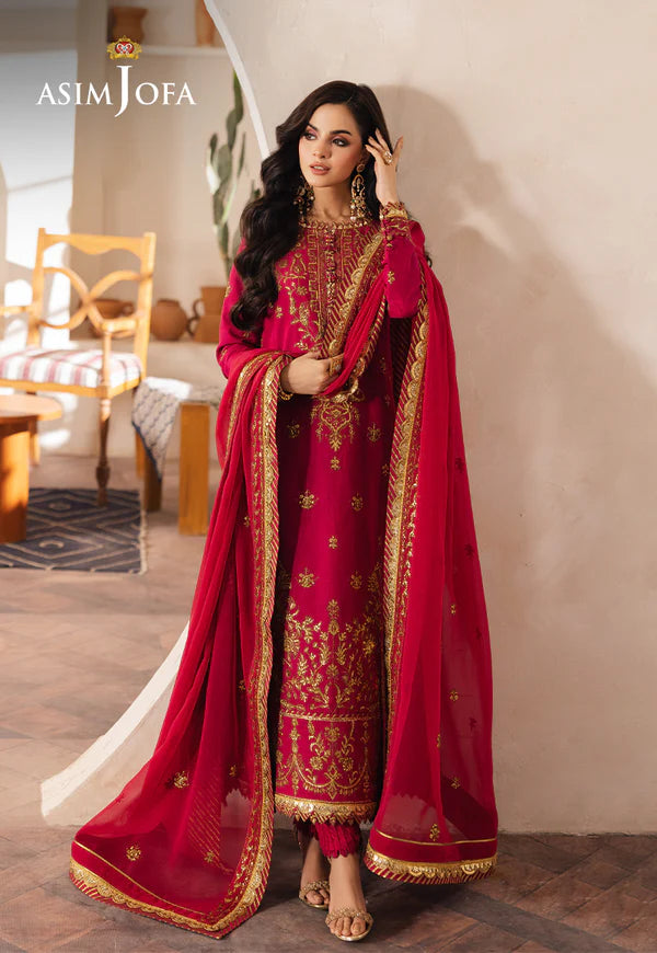Asim Jofa | Heeriye | AJHE-08 EMBROIDERED JUMBO SILK 3 PCS - Rang-e-Khaas