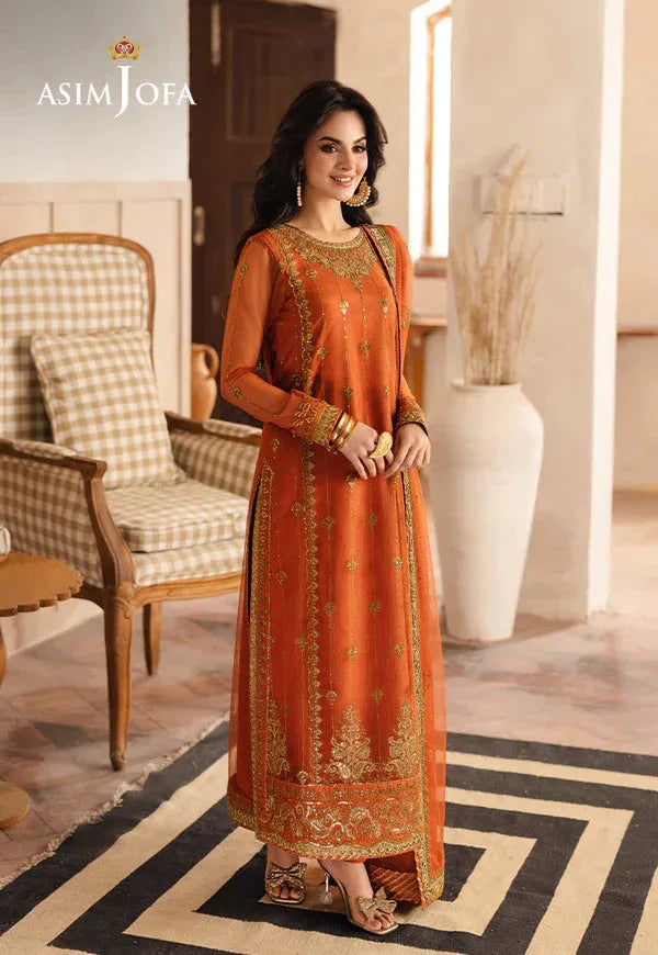 Asim Jofa | Heeriye | AJHE-09 EMBROIDERED NET 3 PCS - Rang-e-Khaas