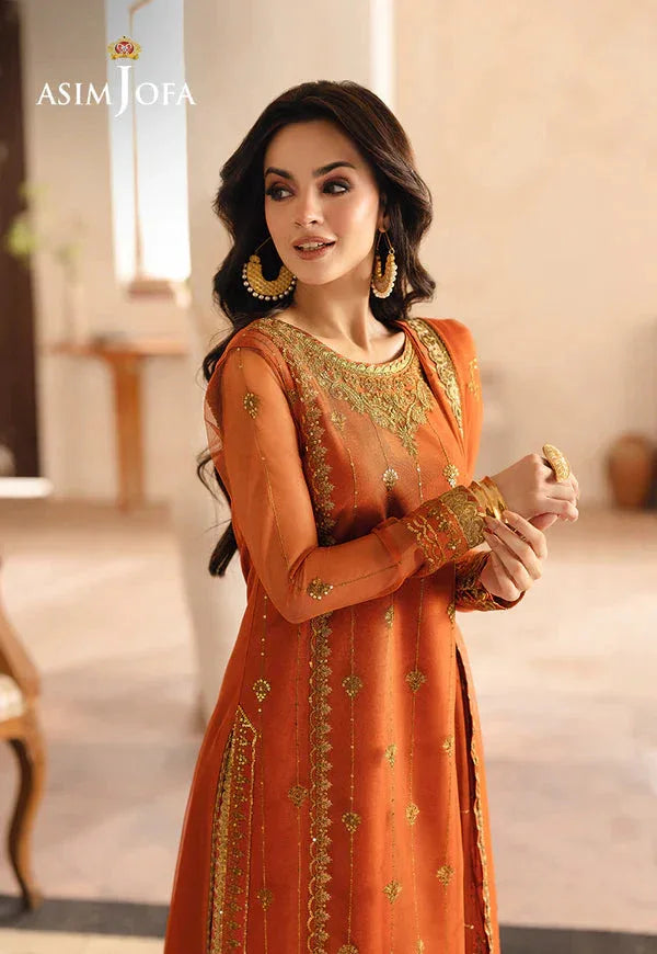 Asim Jofa | Heeriye | AJHE-09 EMBROIDERED NET 3 PCS - Rang-e-Khaas