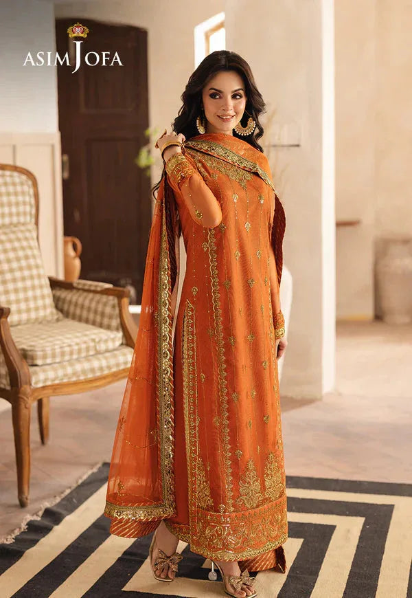 Asim Jofa | Heeriye | AJHE-09 EMBROIDERED NET 3 PCS - Rang-e-Khaas