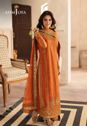 Asim Jofa | Heeriye | AJHE-09 EMBROIDERED NET 3 PCS - Rang-e-Khaas
