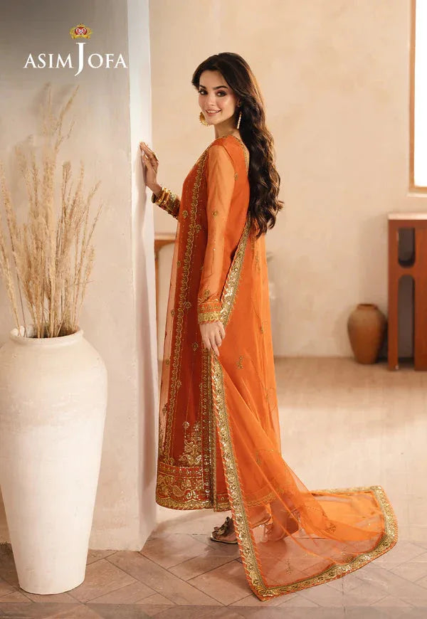 Asim Jofa | Heeriye | AJHE-09 EMBROIDERED NET 3 PCS - Rang-e-Khaas