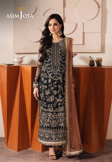 Asim Jofa | Heeriye | AJHE-05 EMBROIDERED NET 3 PCS - Rang-e-Khaas