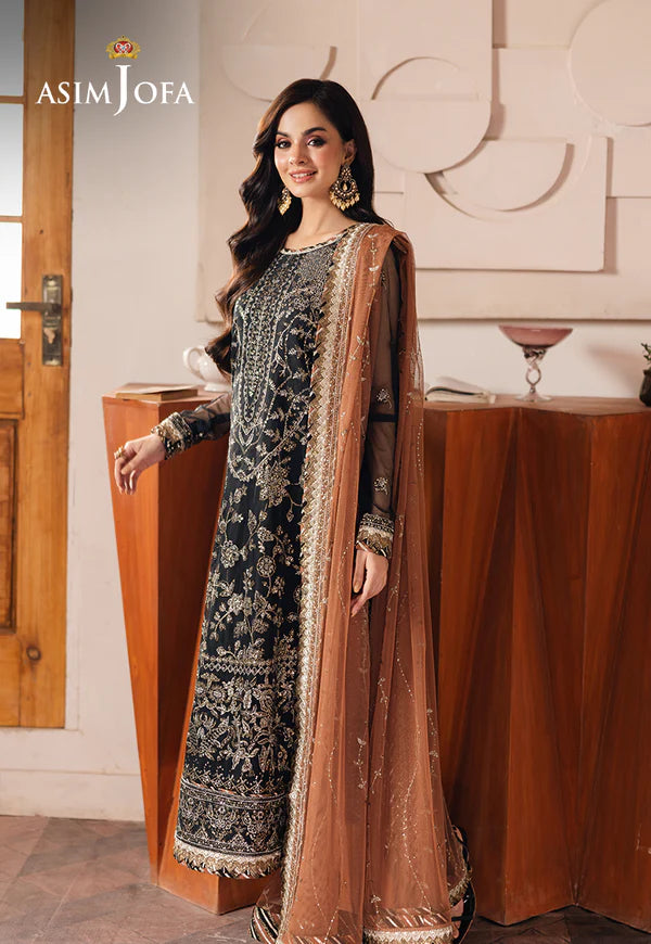 Asim Jofa | Heeriye | AJHE-05 EMBROIDERED NET 3 PCS - Rang-e-Khaas