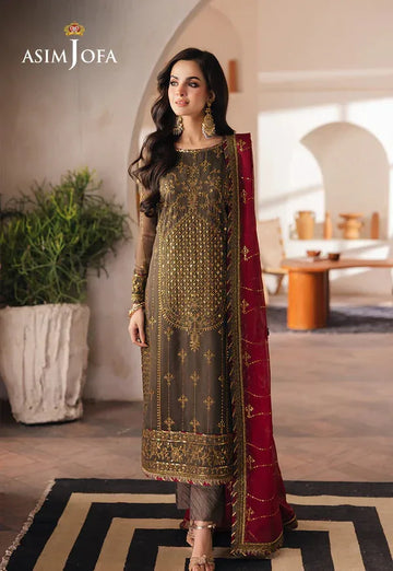 Asim Jofa | Heeriye | AJHE-06 EMBROIDERED CHIFFON 3 PCS - Rang-e-Khaas