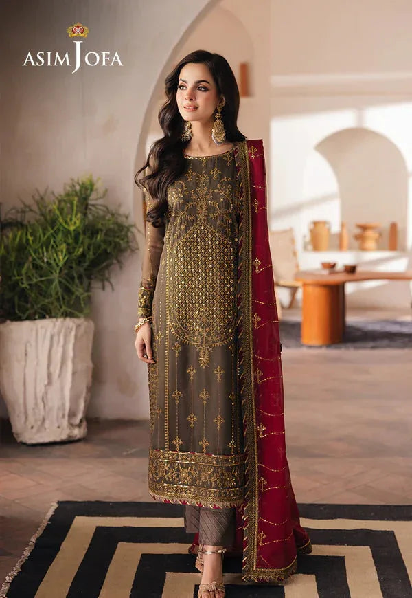 Asim Jofa | Heeriye | AJHE-06 EMBROIDERED CHIFFON 3 PCS - Rang-e-Khaas