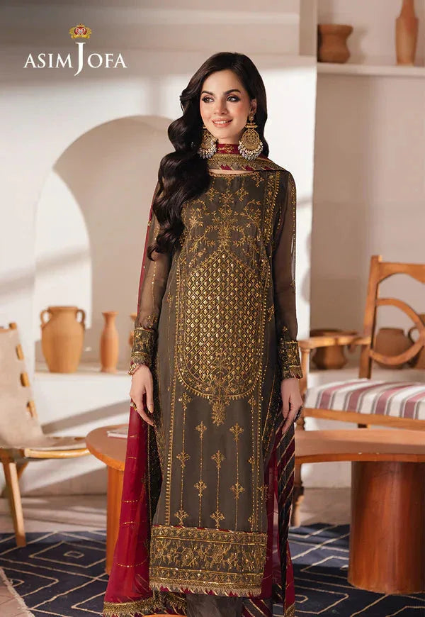 Asim Jofa | Heeriye | AJHE-06 EMBROIDERED CHIFFON 3 PCS - Rang-e-Khaas