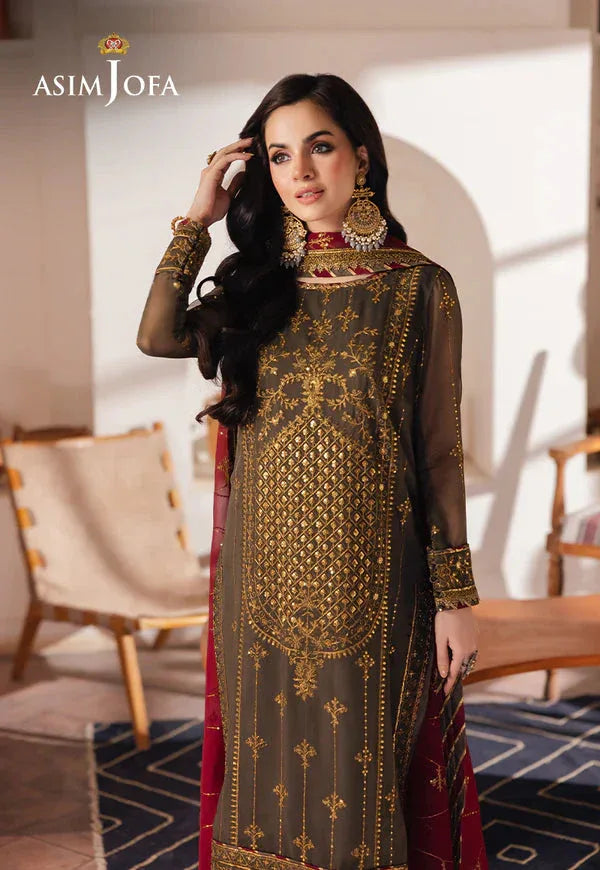Asim Jofa | Heeriye | AJHE-06 EMBROIDERED CHIFFON 3 PCS - Rang-e-Khaas