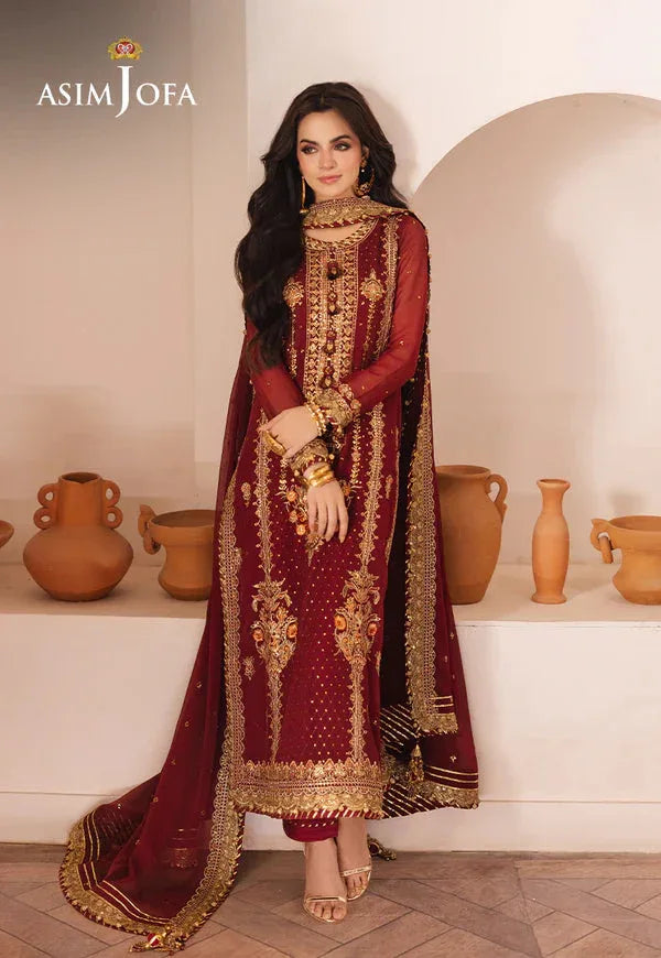 Asim Jofa | Heeriye | AJHE-02 EMBROIDERED CHIFFON 3 PCS - Rang-e-Khaas