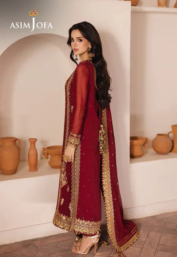Asim Jofa | Heeriye | AJHE-02 EMBROIDERED CHIFFON 3 PCS - Rang-e-Khaas