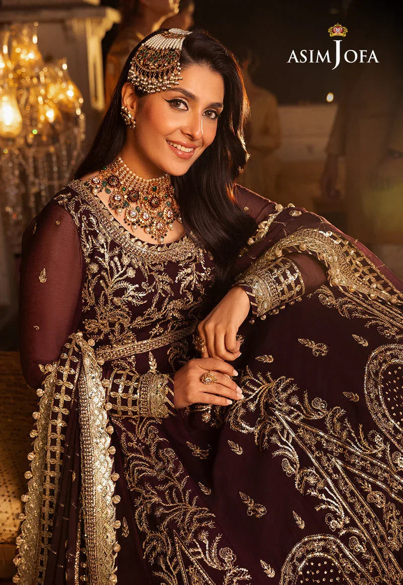 Shehnai by Asim Jofa Embroidered Chiffon 3Pc Suit AJSH-02 - Rang-e-Khaas