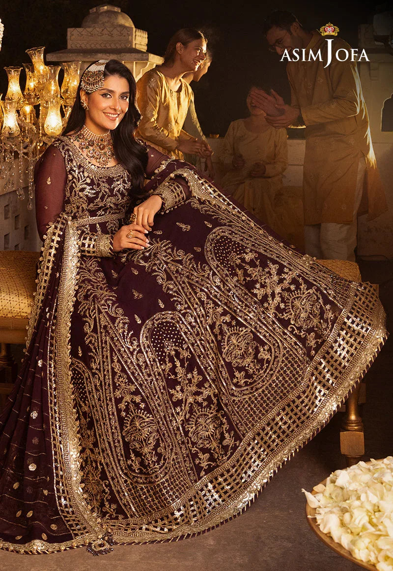 Shehnai by Asim Jofa Embroidered Chiffon 3Pc Suit AJSH-02 - Rang-e-Khaas