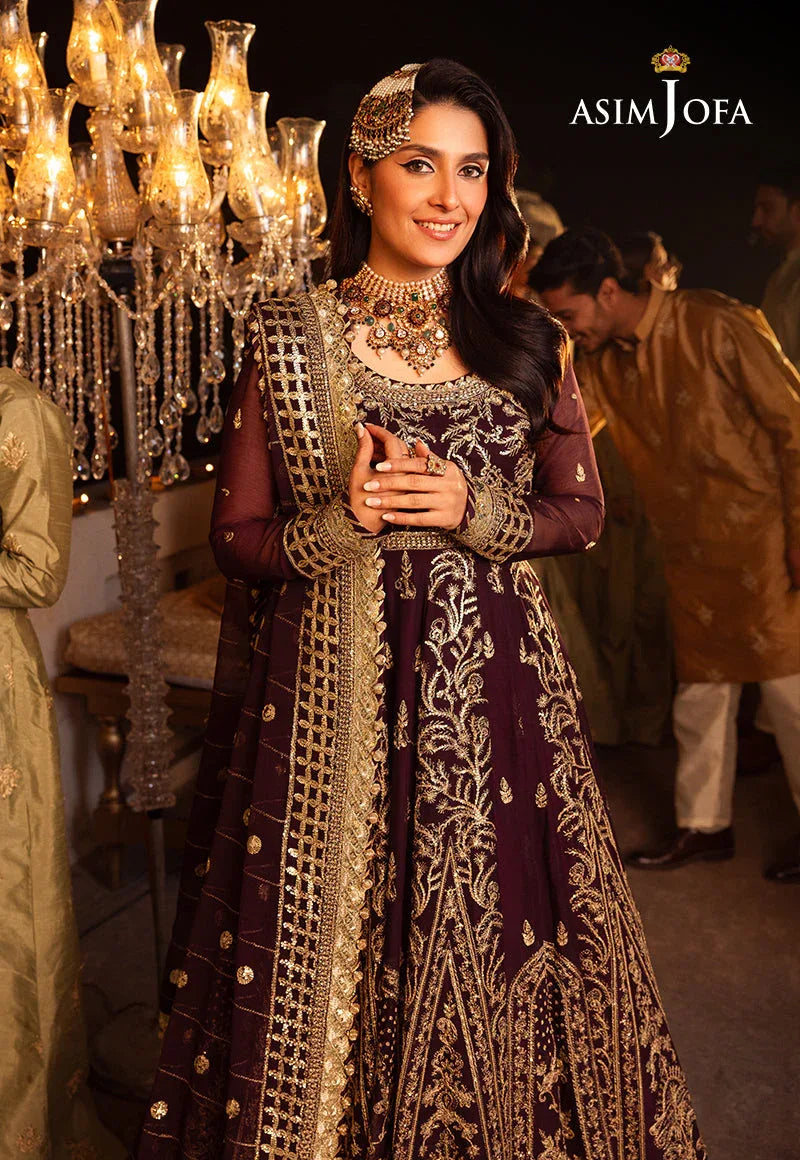 Shehnai by Asim Jofa Embroidered Chiffon 3Pc Suit AJSH-02 - Rang-e-Khaas