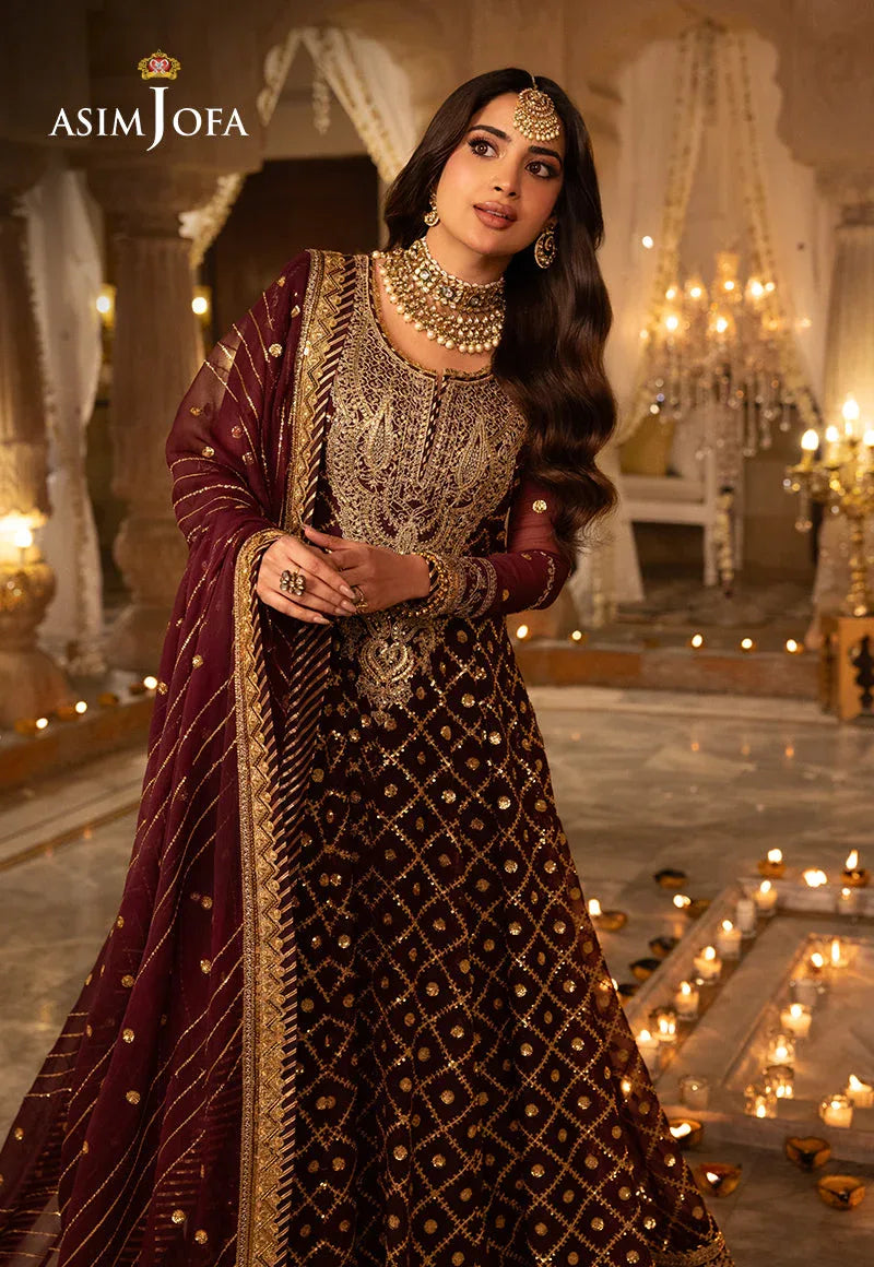 Shehnai by Asim Jofa Embroidered Net 3Pc Suit AJSH-04 - Rang-e-Khaas