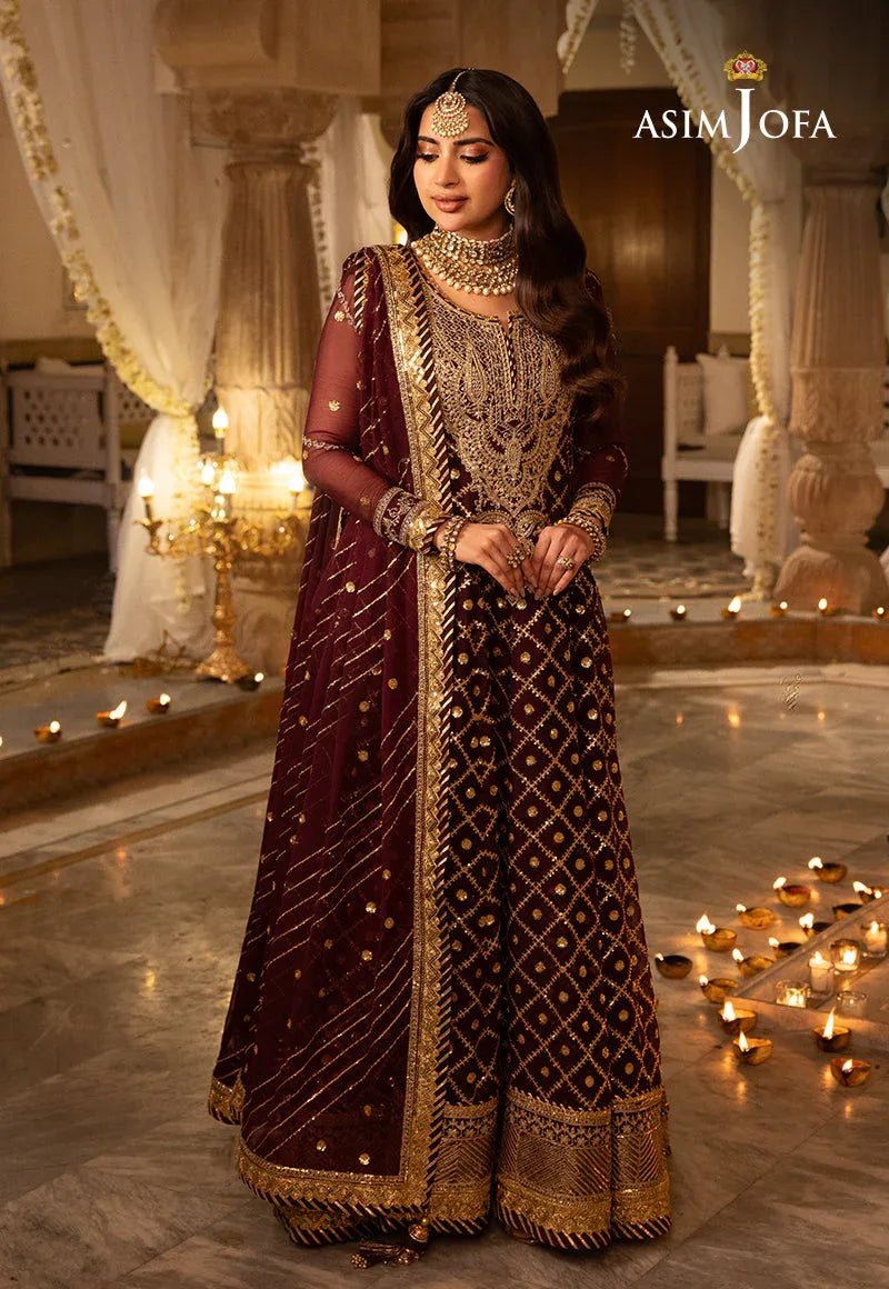Shehnai by Asim Jofa Embroidered Net 3Pc Suit AJSH-04 - Rang-e-Khaas