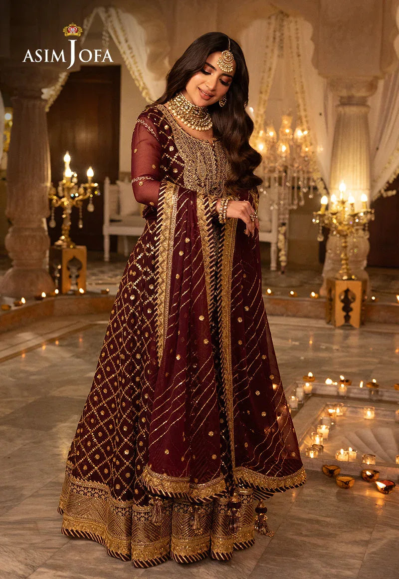 Shehnai by Asim Jofa Embroidered Net 3Pc Suit AJSH-04 - Rang-e-Khaas