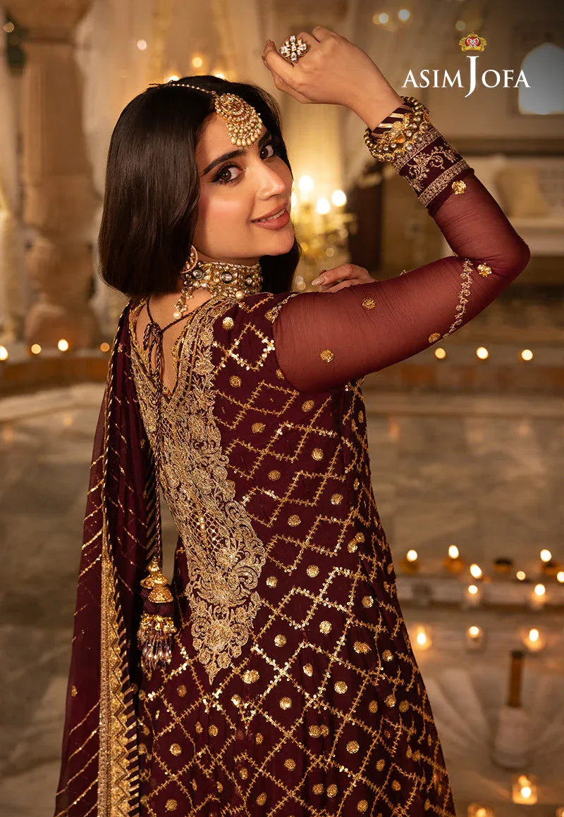 Shehnai by Asim Jofa Embroidered Net 3Pc Suit AJSH-04 - Rang-e-Khaas