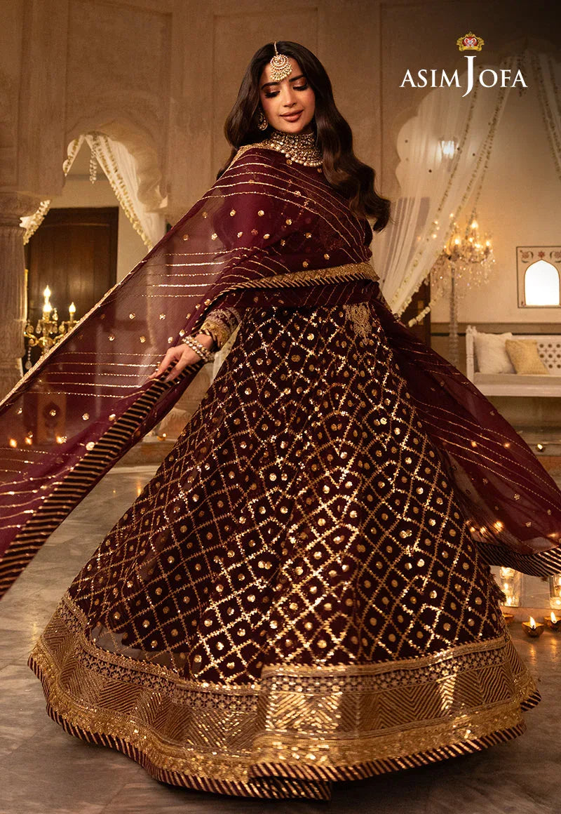 Shehnai by Asim Jofa Embroidered Net 3Pc Suit AJSH-04 - Rang-e-Khaas