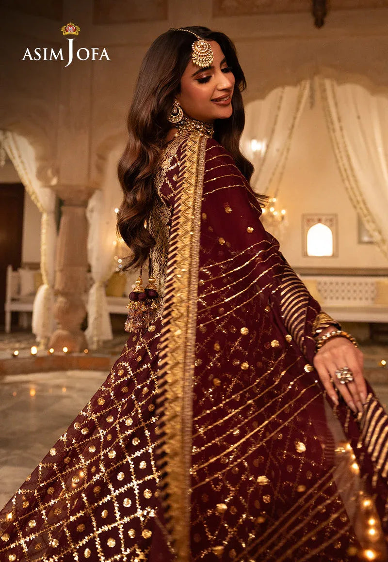 Shehnai by Asim Jofa Embroidered Net 3Pc Suit AJSH-04 - Rang-e-Khaas