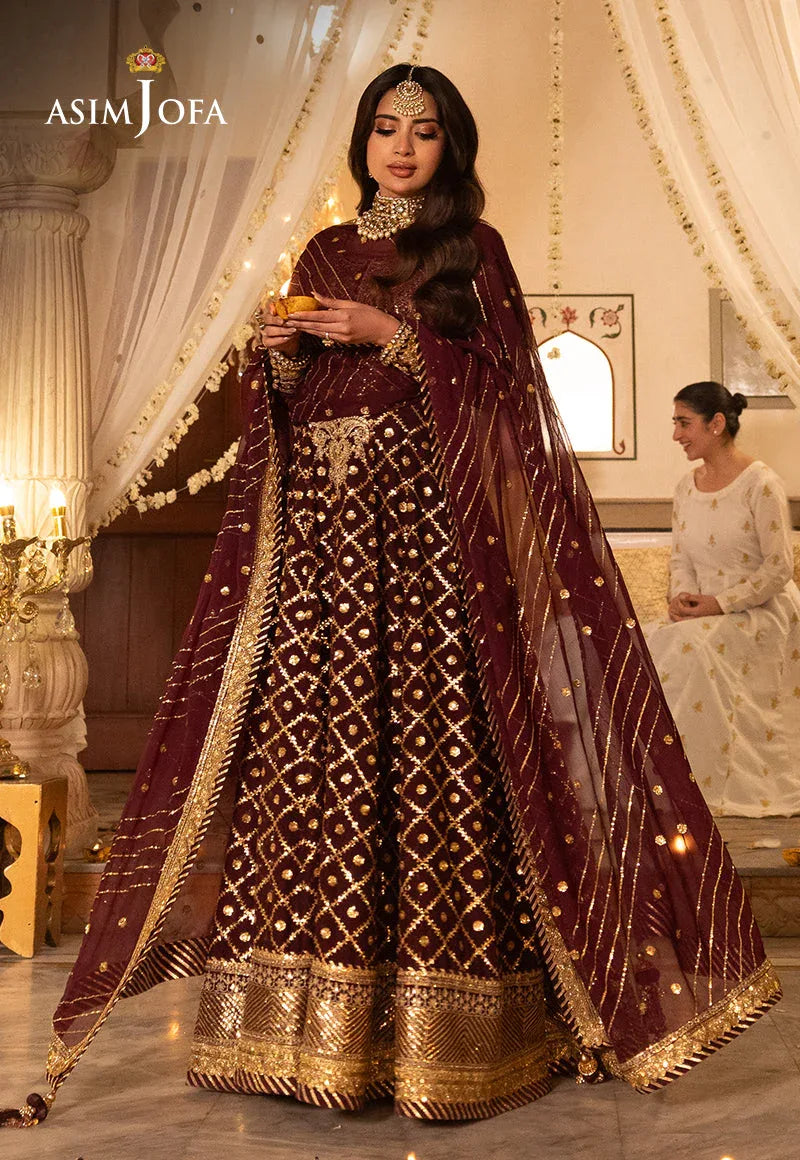 Shehnai by Asim Jofa Embroidered Net 3Pc Suit AJSH-04 - Rang-e-Khaas
