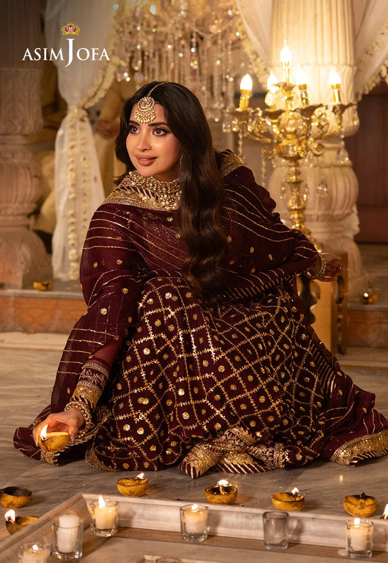 Shehnai by Asim Jofa Embroidered Net 3Pc Suit AJSH-04 - Rang-e-Khaas