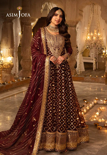 Shehnai by Asim Jofa Embroidered Net 3Pc Suit AJSH-04 - Rang-e-Khaas