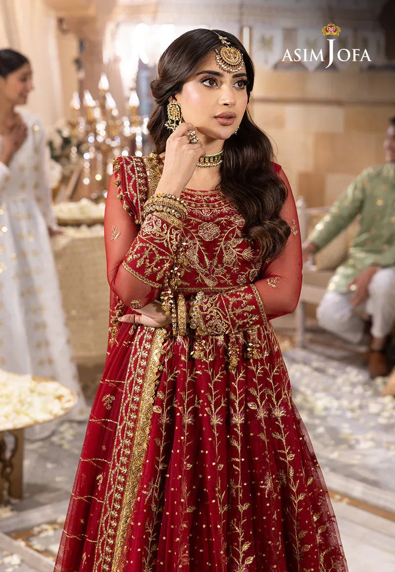 Shehnai by Asim Jofa Embroidered Net  3Pc Suit AJSH-06 - Rang-e-Khaas