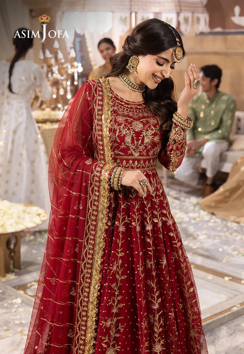 Shehnai by Asim Jofa Embroidered Net  3Pc Suit AJSH-06 - Rang-e-Khaas