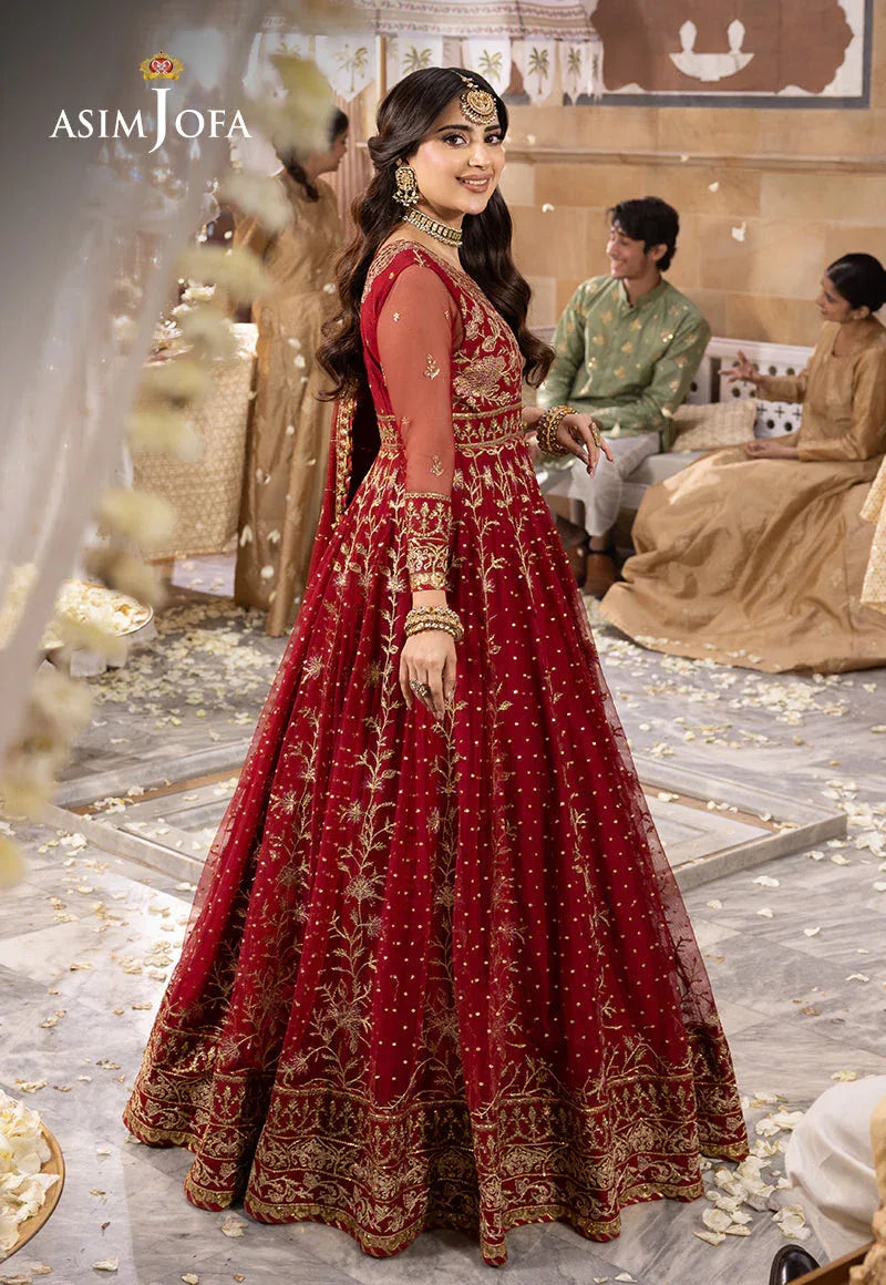 Shehnai by Asim Jofa Embroidered Net  3Pc Suit AJSH-06 - Rang-e-Khaas
