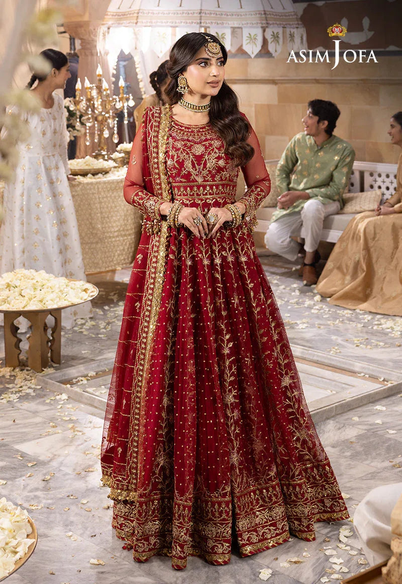 Shehnai by Asim Jofa Embroidered Net  3Pc Suit AJSH-06 - Rang-e-Khaas
