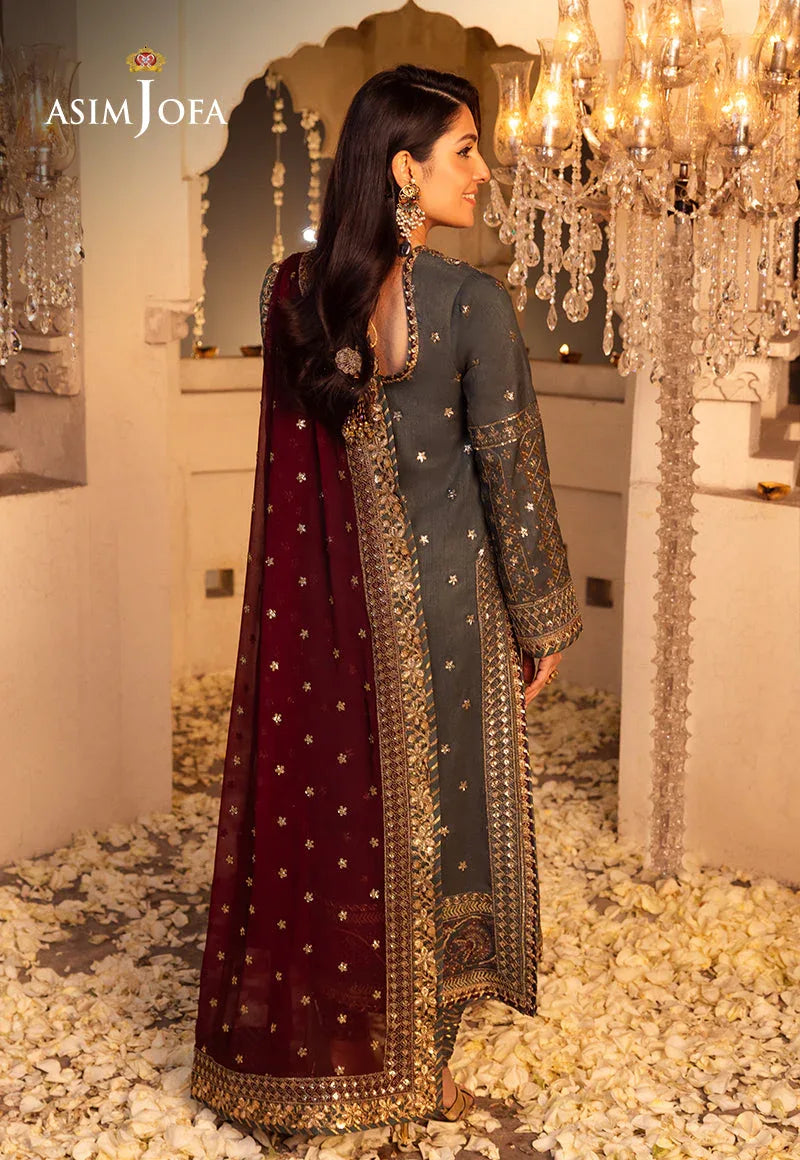 Shehnai by Asim Jofa Embroidered Net 3Pc Suit AJSH-07 - Rang-e-Khaas