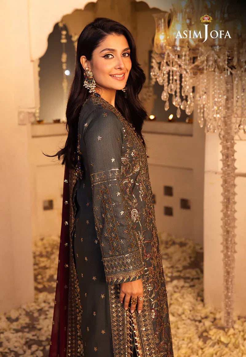 Shehnai by Asim Jofa Embroidered Net 3Pc Suit AJSH-07 - Rang-e-Khaas
