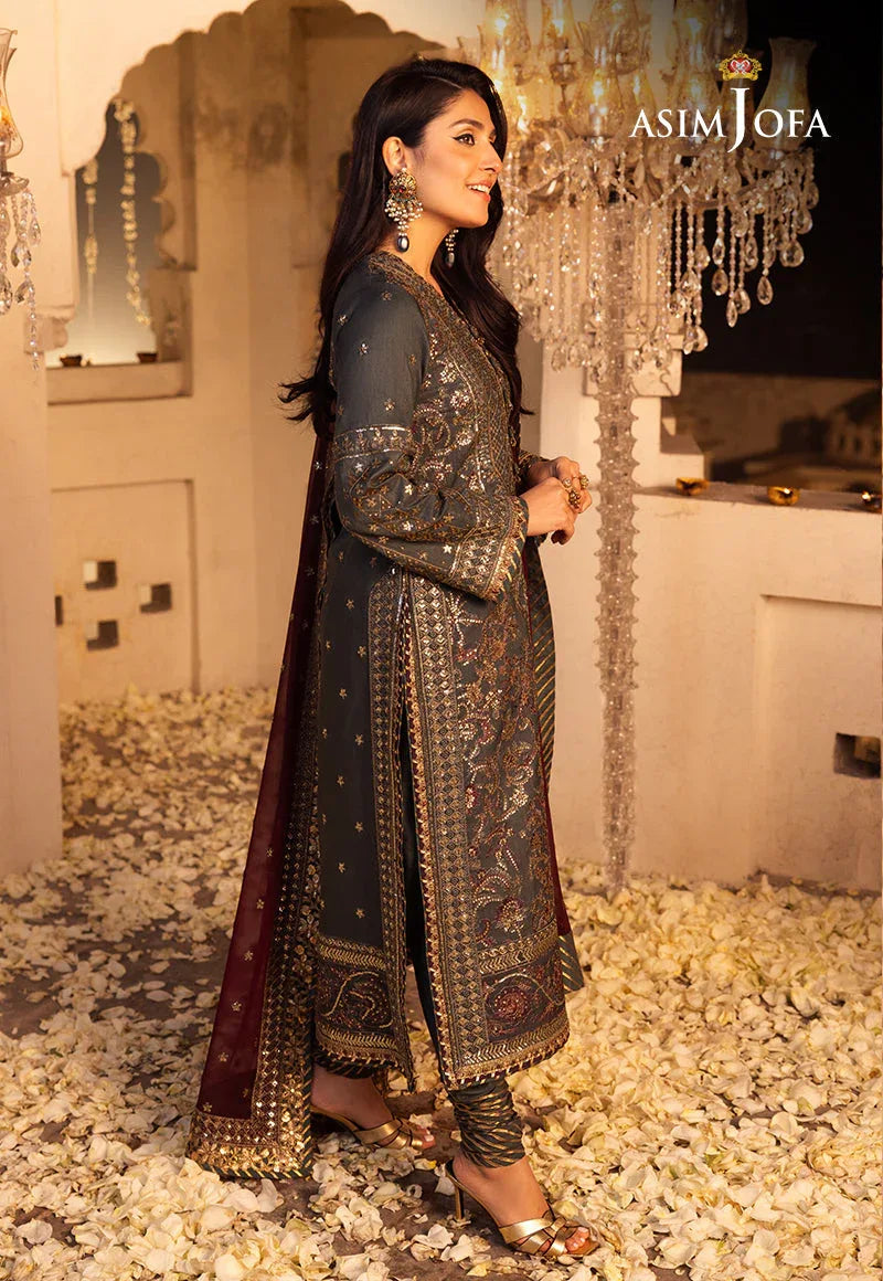 Shehnai by Asim Jofa Embroidered Net 3Pc Suit AJSH-07 - Rang-e-Khaas