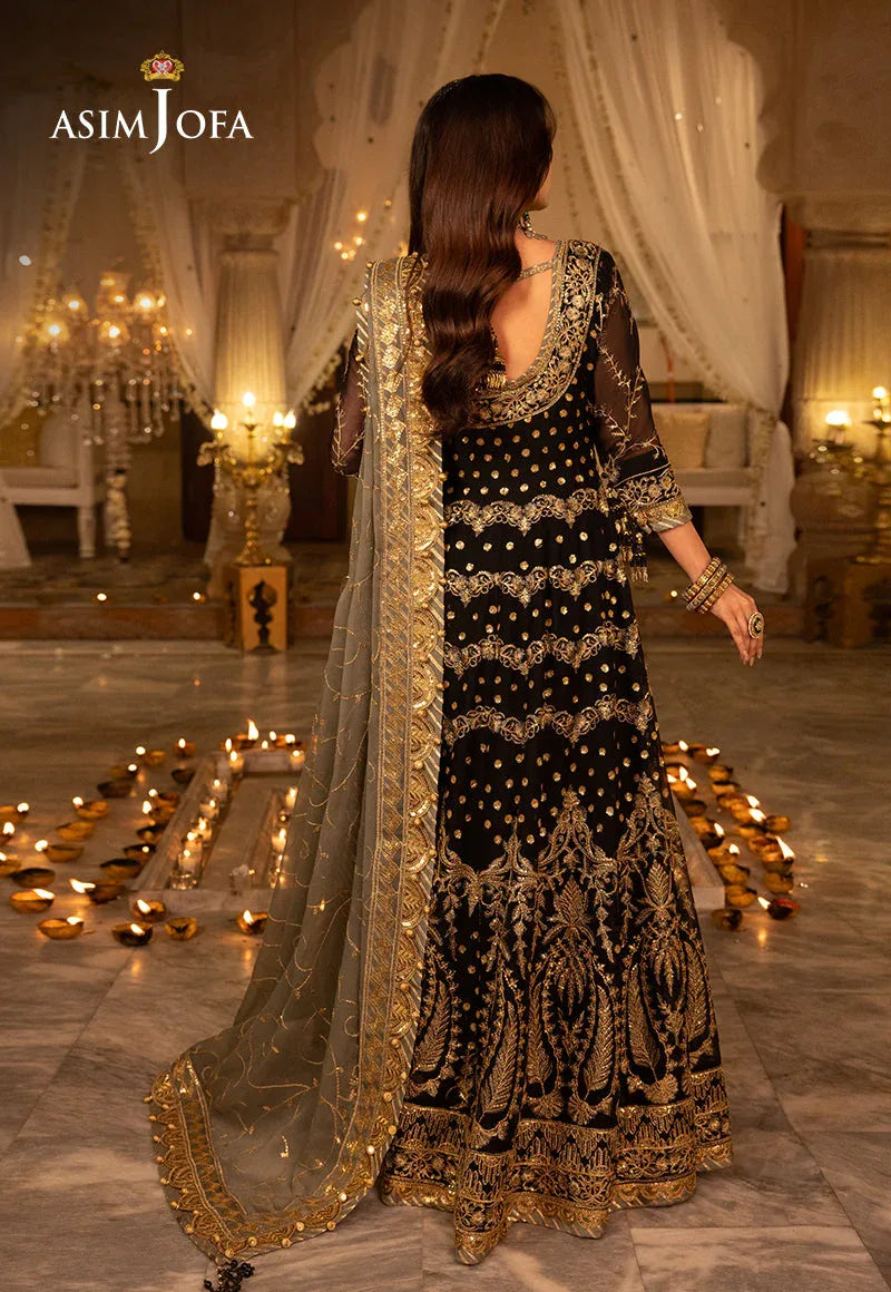Shehnai by Asim Jofa Embroidered Net 3Pc Suit AJSH-08 - Rang-e-Khaas