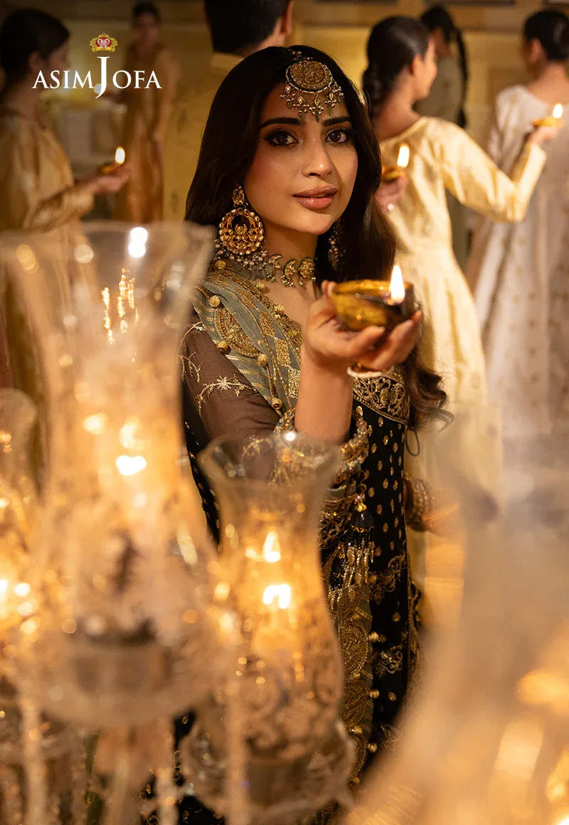 Shehnai by Asim Jofa Embroidered Net 3Pc Suit AJSH-08 - Rang-e-Khaas