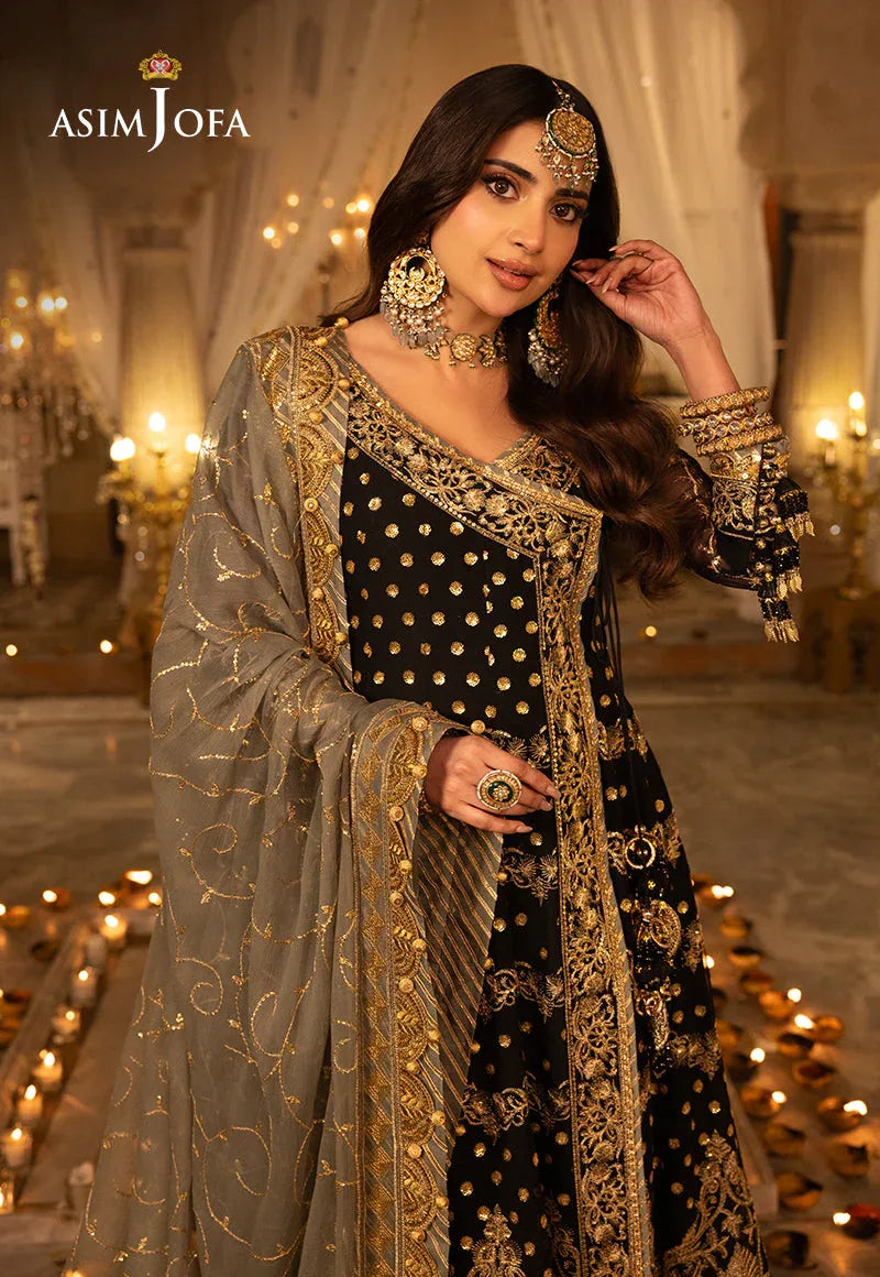 Shehnai by Asim Jofa Embroidered Net 3Pc Suit AJSH-08 - Rang-e-Khaas