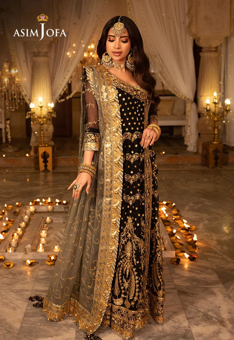 Shehnai by Asim Jofa Embroidered Net 3Pc Suit AJSH-08 - Rang-e-Khaas