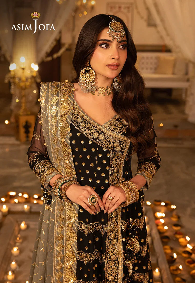 Shehnai by Asim Jofa Embroidered Net 3Pc Suit AJSH-08 - Rang-e-Khaas