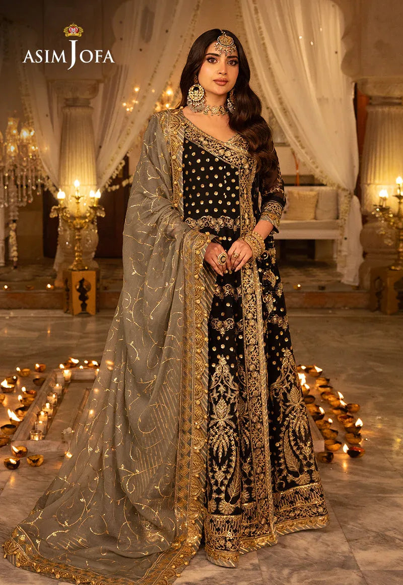 Shehnai by Asim Jofa Embroidered Net 3Pc Suit AJSH-08 - Rang-e-Khaas