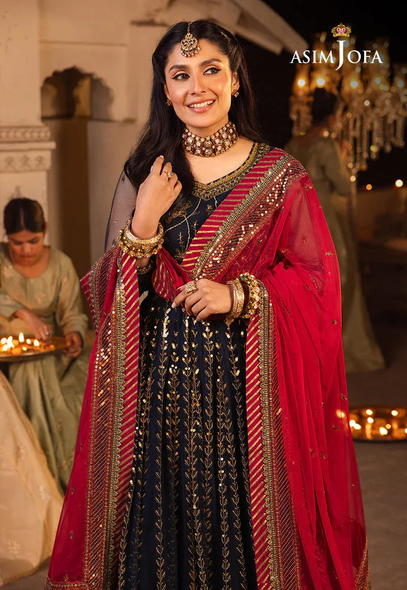 Shehnai by Asim Jofa Embroidered Net 3Pc Suit AJSH-10 - Rang-e-Khaas