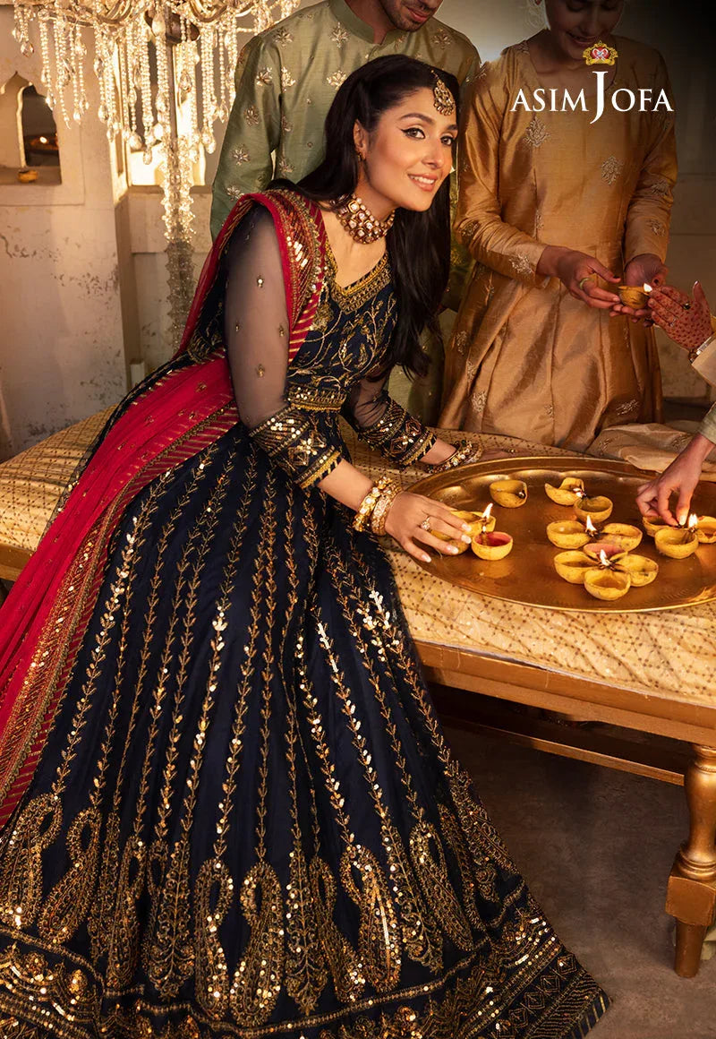 Shehnai by Asim Jofa Embroidered Net 3Pc Suit AJSH-10 - Rang-e-Khaas