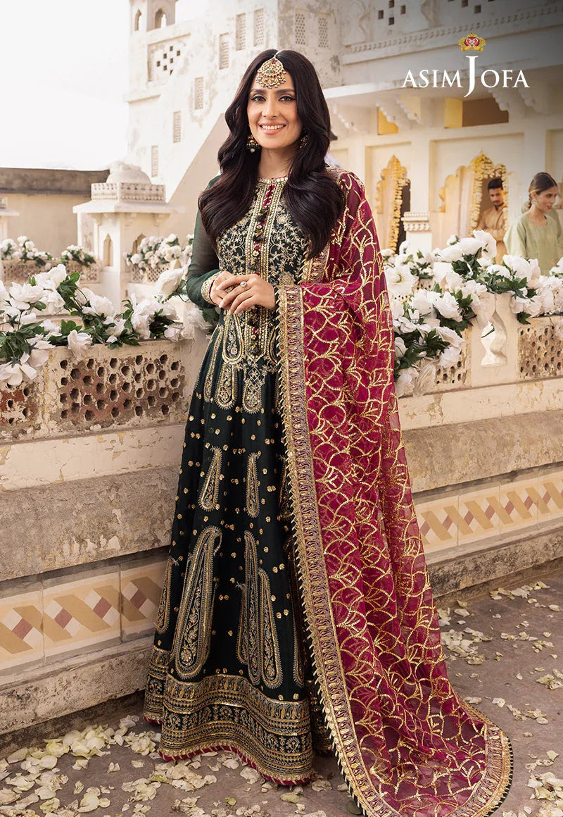 Shehnai by Asim Jofa Embroidered Chiffon 3Pc Suit AJSH-11 - Rang-e-Khaas