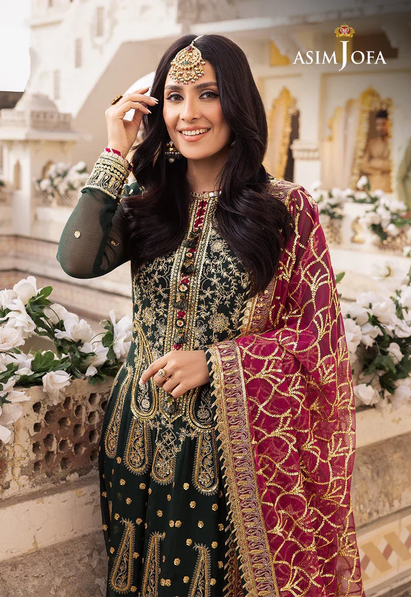 Shehnai by Asim Jofa Embroidered Chiffon 3Pc Suit AJSH-11 - Rang-e-Khaas