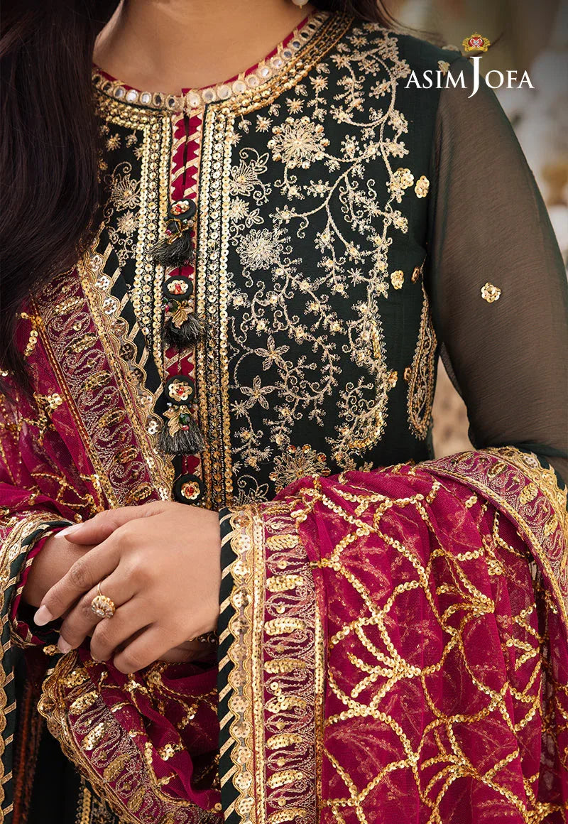 Shehnai by Asim Jofa Embroidered Chiffon 3Pc Suit AJSH-11 - Rang-e-Khaas