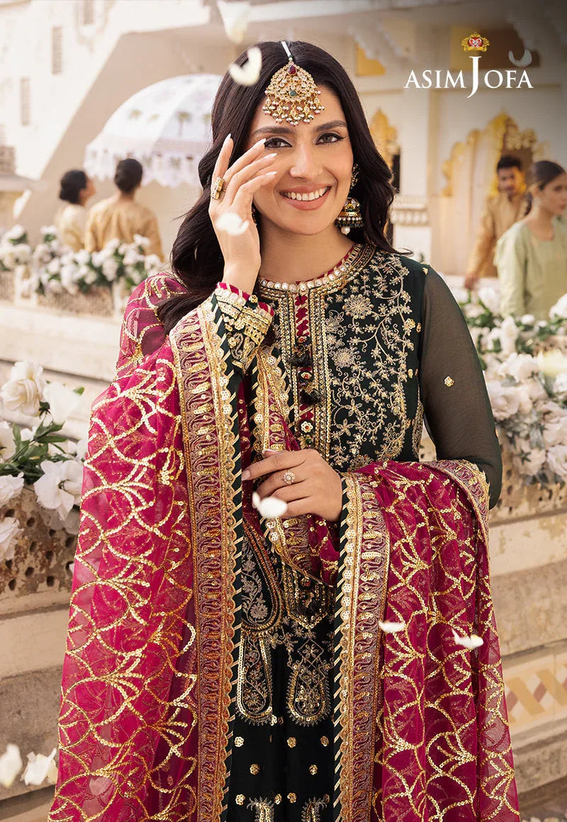 Shehnai by Asim Jofa Embroidered Chiffon 3Pc Suit AJSH-11 - Rang-e-Khaas