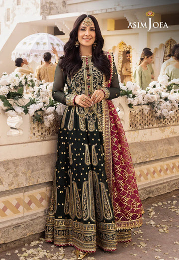 Shehnai by Asim Jofa Embroidered Chiffon 3Pc Suit AJSH-11 - Rang-e-Khaas